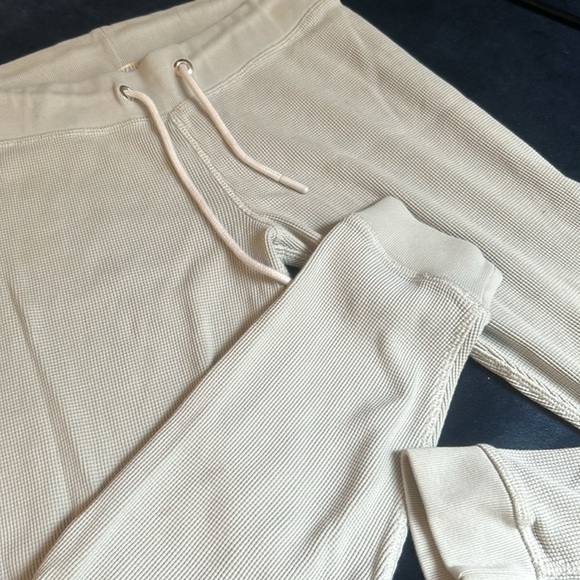 Leallo Mens Mint Grey Ribbed Drawstring Joggers Size Small